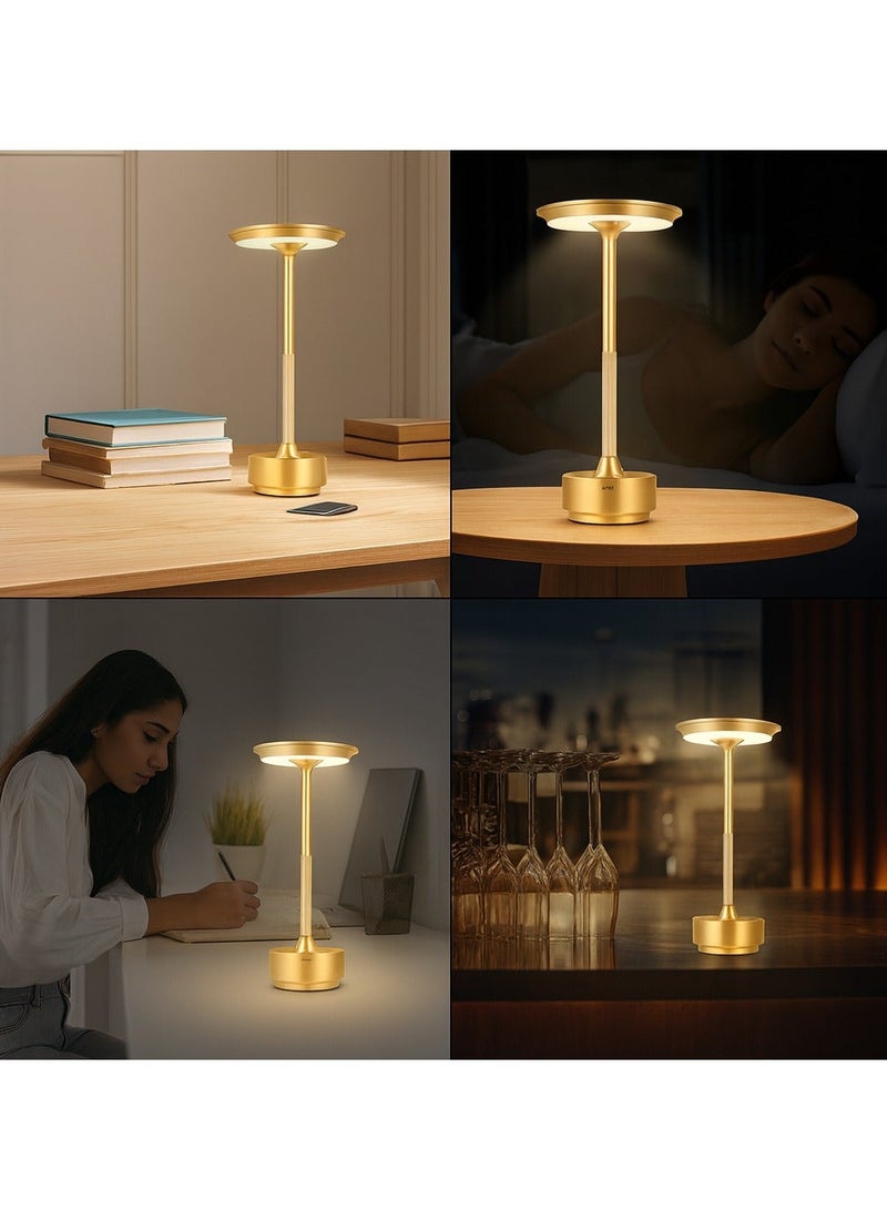 Levin Germany Cordless LED Table Lamp 5W – Gold Shade, USB Rechargeable, Dimmable, 3 Color Modes, 360° Lighting, 1-Year Warranty - Image 5